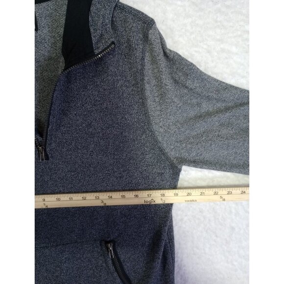 Morse Code 1/4 Zip Long Sleeve Hoodie Hooded Zippered Pockets Gray Men's L - Picture 5 of 11